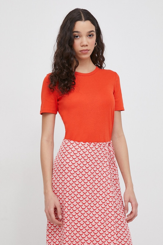 United Colors of Benetton tricou din bumbac uni portocaliu 3GA2E16A0
