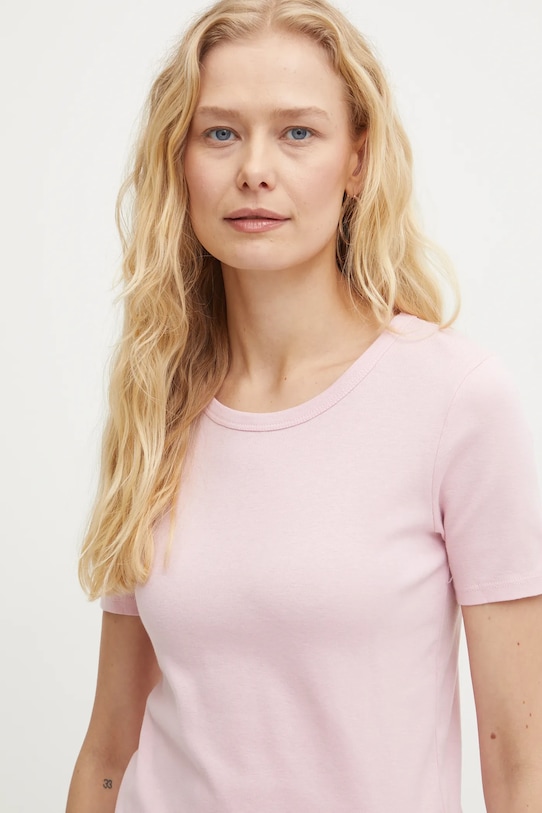 United Colors of Benetton tricou din bumbac uni roz 3GA2E16A0