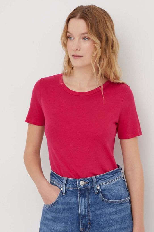 Pamučna majica United Colors of Benetton bez uzorka roza 3GA2E16A0
