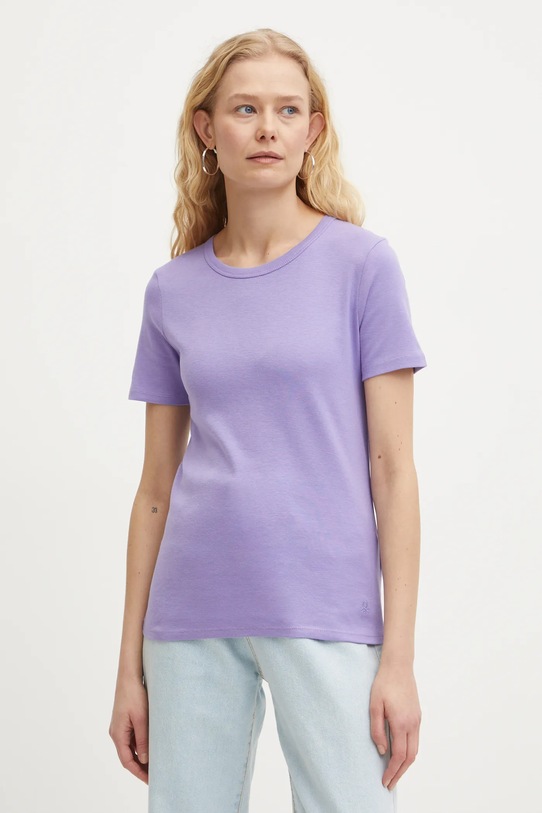 Bavlnené tričko United Colors of Benetton jednofarebný fialová 3GA2E16A0