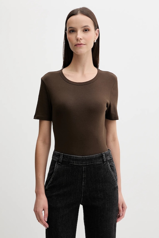 United Colors of Benetton t-shirt bawełniany bawełna brązowy 3GA2E16A0