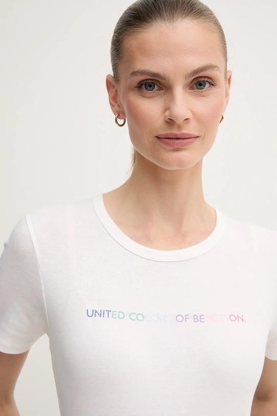 Odzież United Colors of Benetton t-shirt bawełniany 3GA2E16A2 biały