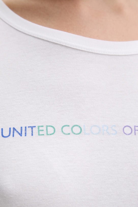 Βαμβακερό μπλουζάκι United Colors of Benetton 3GA2E16A2 λευκό