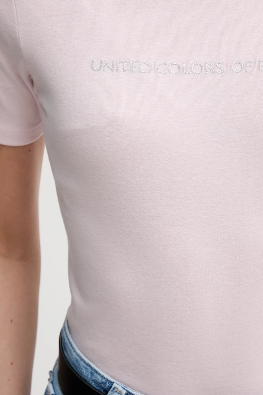 Βαμβακερό μπλουζάκι United Colors of Benetton 3GA2E16A2 ροζ