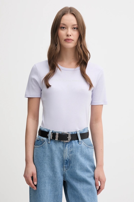 Βαμβακερό μπλουζάκι United Colors of Benetton βαμβάκι μωβ 3GA2E16A2