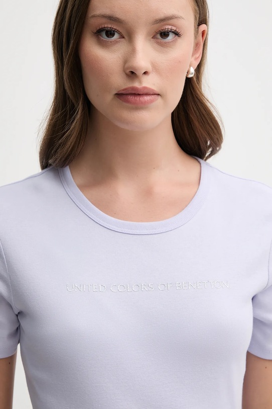 Βαμβακερό μπλουζάκι United Colors of Benetton μωβ 3GA2E16A2