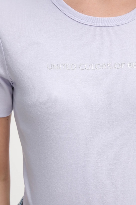 Βαμβακερό μπλουζάκι United Colors of Benetton 3GA2E16A2 μωβ