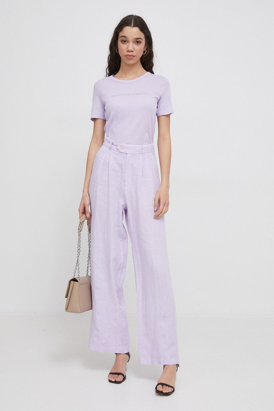 Хлопковая футболка United Colors of Benetton 3GA2E16A2 фиолетовой AW25