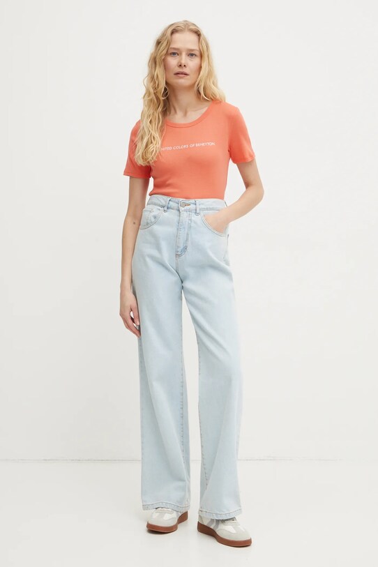 Хлопковая футболка United Colors of Benetton 3GA2E16A2 оранжевый SS25