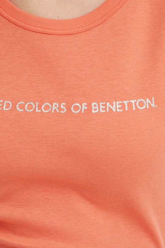 Хлопковая футболка United Colors of Benetton 3GA2E16A2 оранжевый