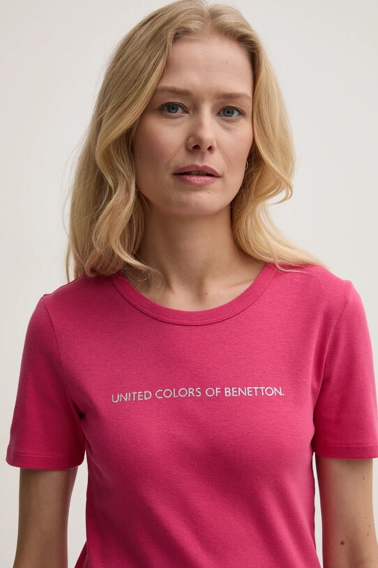 Хлопковая футболка United Colors of Benetton розовый 3GA2E16A2