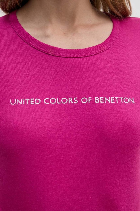 Хлопковая футболка United Colors of Benetton 3GA2E16A2 фиолетовой