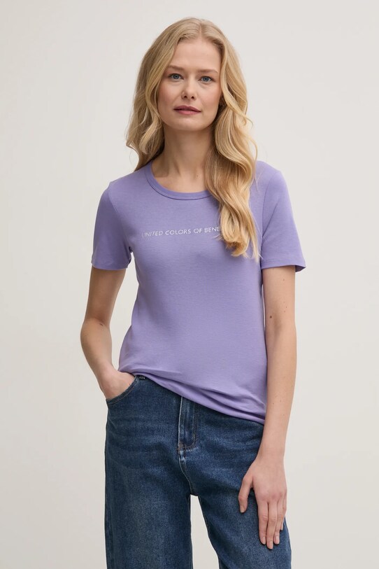 Бавовняна футболка United Colors of Benetton фіолетовий 3GA2E16A2