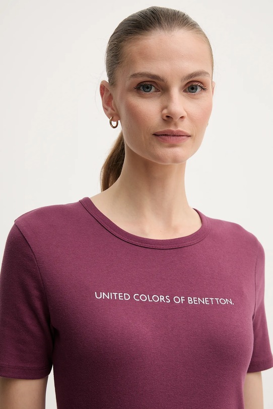 United Colors of Benetton t-shirt bawełniany fioletowy 3GA2E16A2