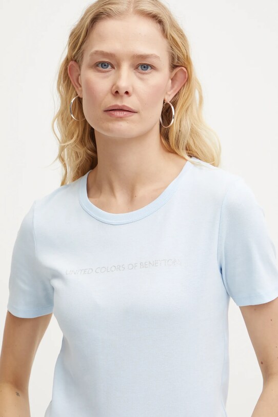 Бавовняна футболка United Colors of Benetton блакитний 3GA2E16A2