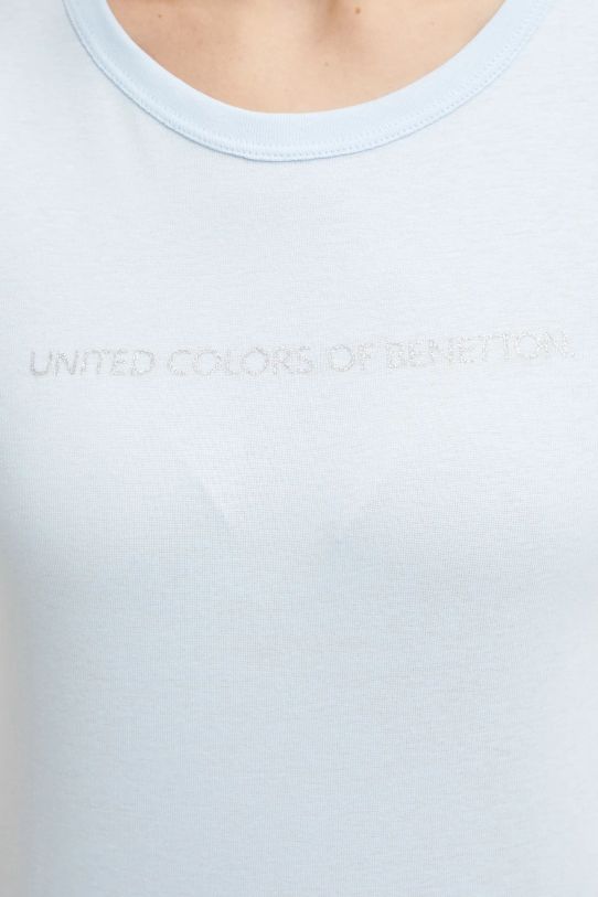 Бавовняна футболка United Colors of Benetton 3GA2E16A2 блакитний