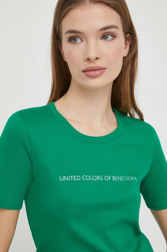 Odzież United Colors of Benetton t-shirt bawełniany 3GA2E16A2 zielony