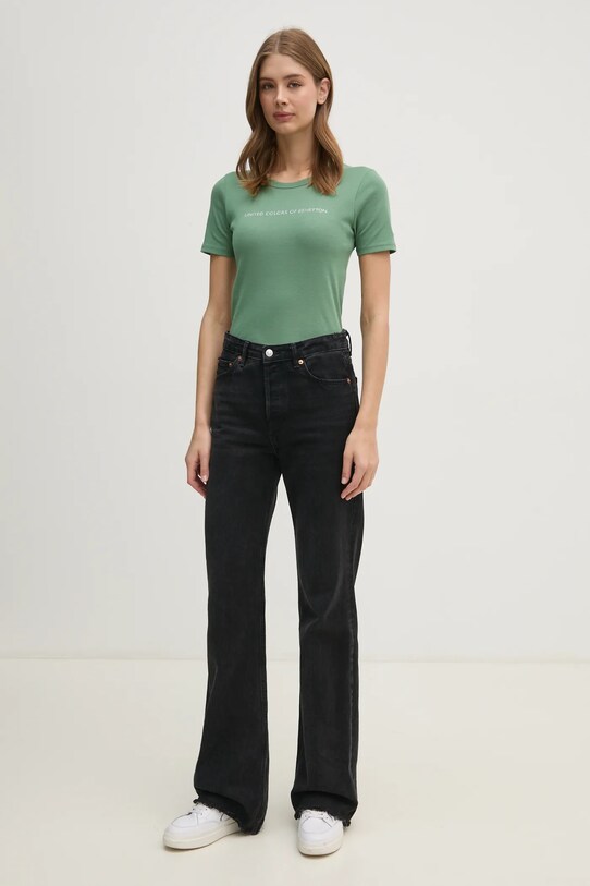 Хлопковая футболка United Colors of Benetton 3GA2E16A2 зелёный SS25