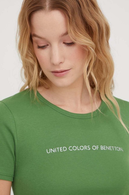 Бавовняна футболка United Colors of Benetton бавовна зелений 3GA2E16A2