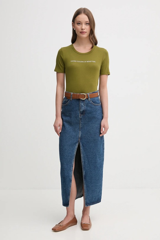 Βαμβακερό μπλουζάκι United Colors of Benetton 3GA2E16A2 πράσινο AW25
