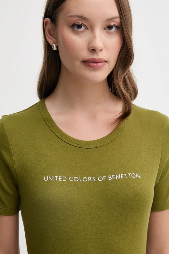 Βαμβακερό μπλουζάκι United Colors of Benetton πράσινο 3GA2E16A2