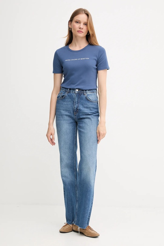 United Colors of Benetton tricou din bumbac 3GA2E16A2 albastru AW25
