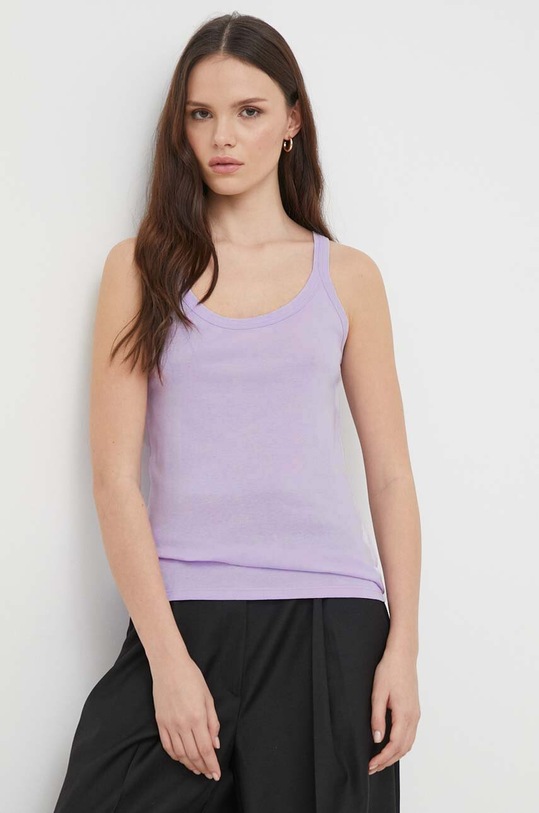 United Colors of Benetton top bawełniany bawełna fioletowy 3GA2E8397