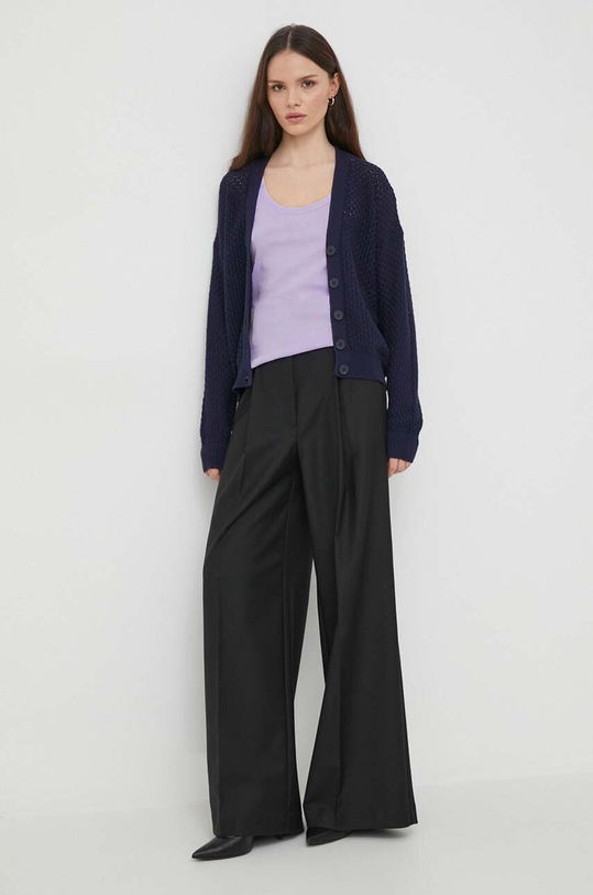 United Colors of Benetton top bawełniany 3GA2E8397 fioletowy AW24