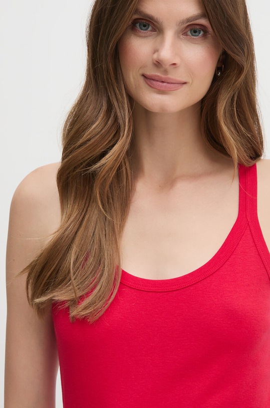 United Colors of Benetton top bawełniany bawełna czerwony 3GA2E8397