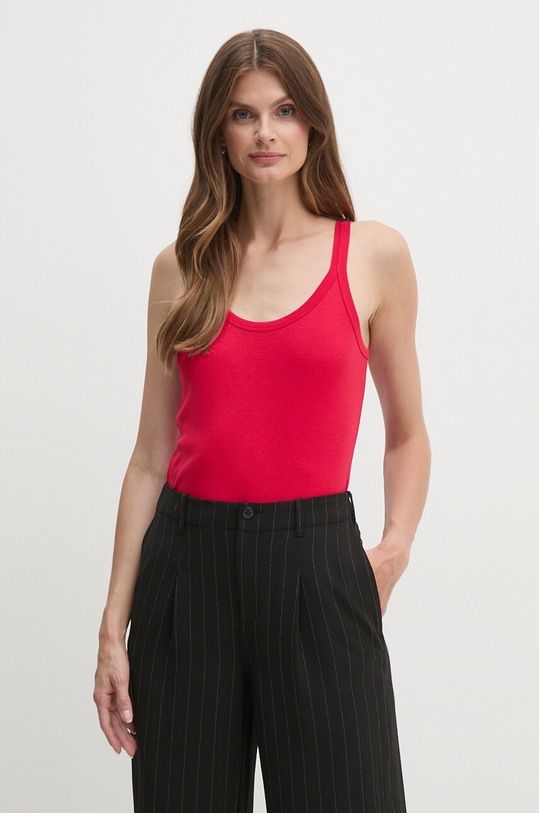 Bavlněný top United Colors of Benetton červená 3GA2E8397