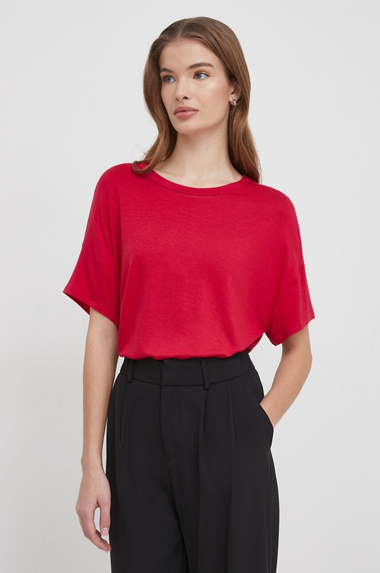 United Colors of Benetton t-shirt z elastanem różowy 3Z12D101X