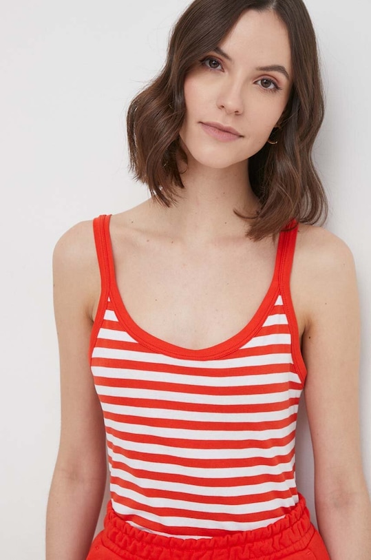 United Colors of Benetton top bawełniany wzorzyste czerwony 3OA6E8397