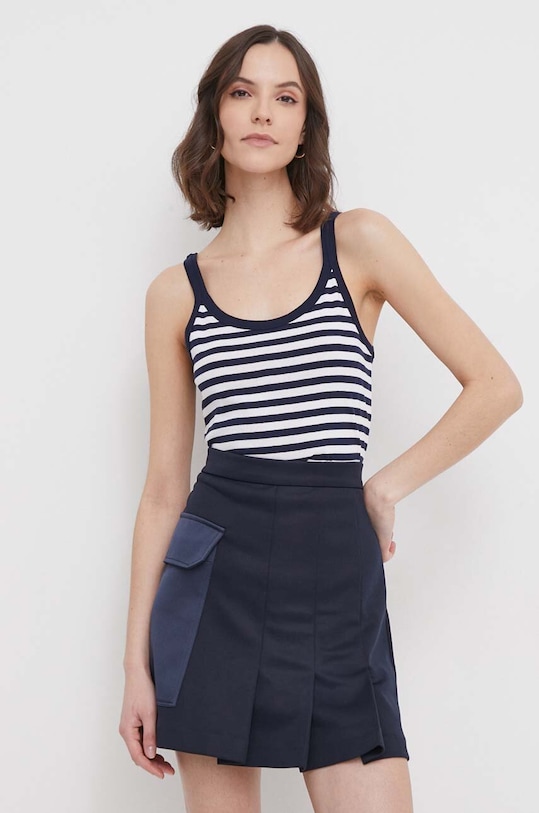 United Colors of Benetton top bawełniany wzorzyste granatowy 3OA6E8397