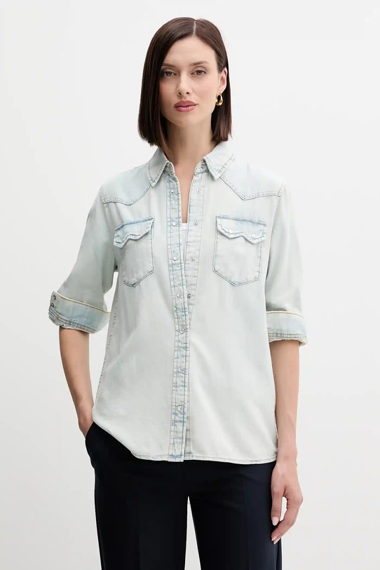 Джинсовая рубашка United Colors of Benetton голубой 5RZKDQ06T