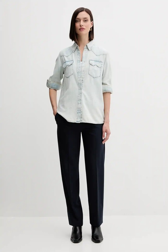 Джинсовая рубашка United Colors of Benetton 5RZKDQ06T голубой AW25