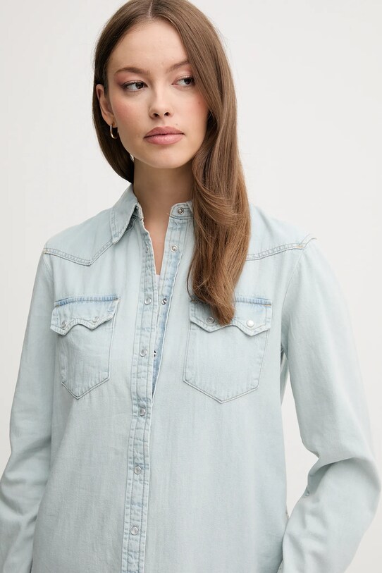 United Colors of Benetton camasa jeans albastru 5RZKDQ06T