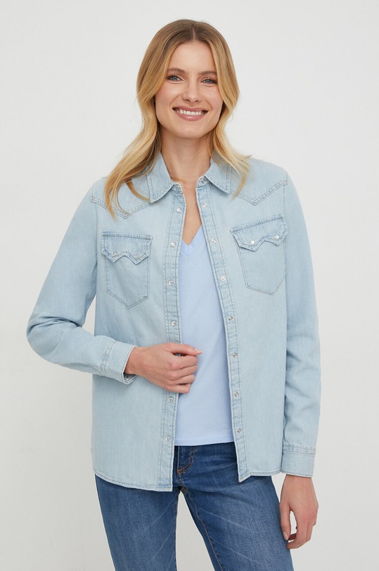 United Colors of Benetton koszula jeansowa bawełna niebieski 5RZKDQ06T
