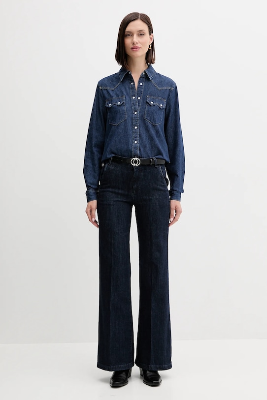 Džínová košile United Colors of Benetton 5RZKDQ06T modrá AW25