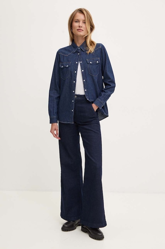 United Colors of Benetton koszula jeansowa 5RZKDQ06T granatowy AW25