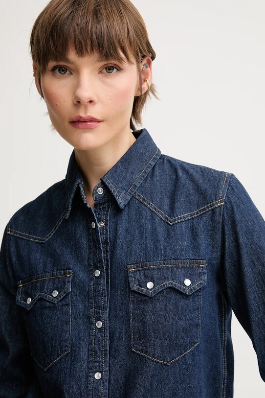 United Colors of Benetton camasa jeans bleumarin 5RZKDQ06T