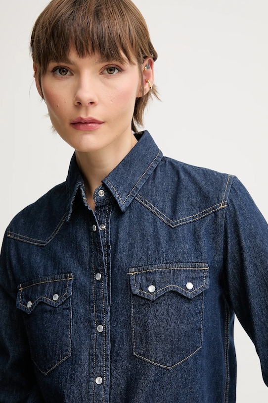 United Colors of Benetton koszula jeansowa granatowy 5RZKDQ06T