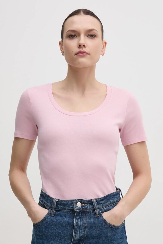 Bavlnené tričko United Colors of Benetton slim ružová 3GA2D1066