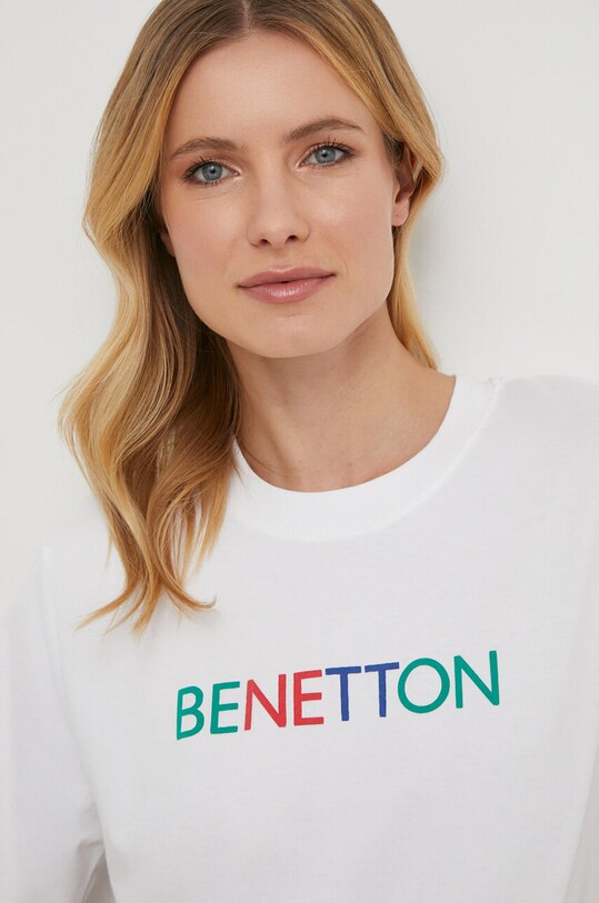 United Colors of Benetton t-shirt in cotone sovrastampa bianco 3BL0D1064
