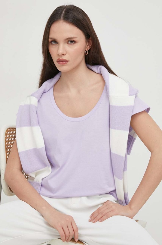 United Colors of Benetton t-shirt bawełniany bawełna fioletowy 3096DV01B
