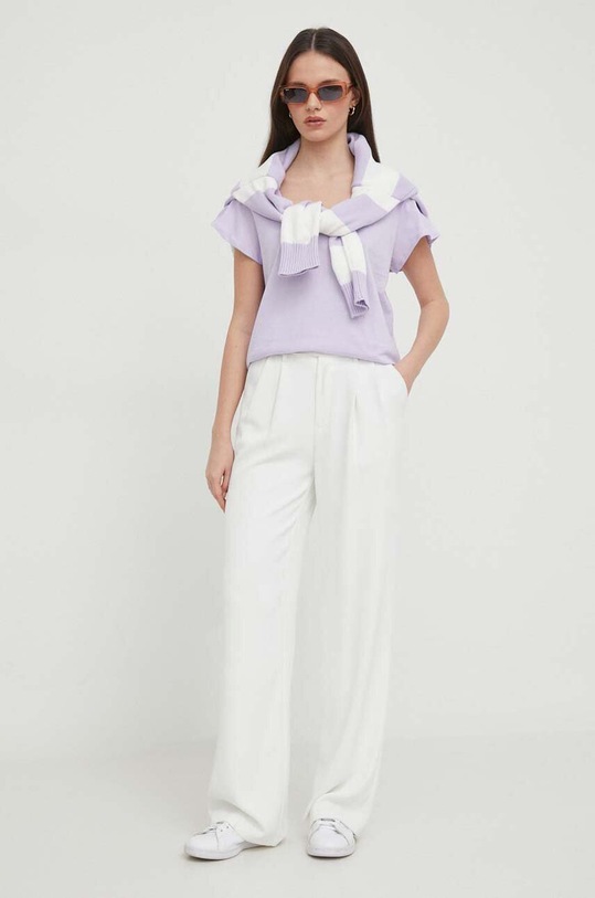 United Colors of Benetton t-shirt bawełniany 3096DV01B fioletowy SS24