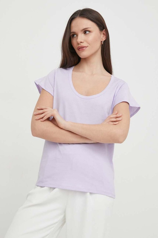 United Colors of Benetton t-shirt bawełniany fioletowy 3096DV01B