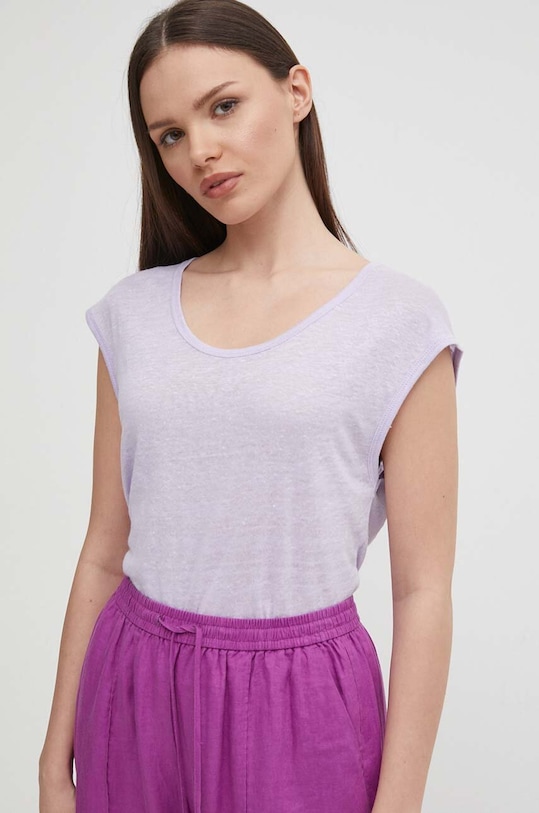 Plátěné tričko United Colors of Benetton hladký fialová 3KGQE16B1