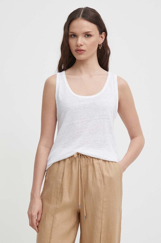 Ľanový top United Colors of Benetton biela 3KGQE8398