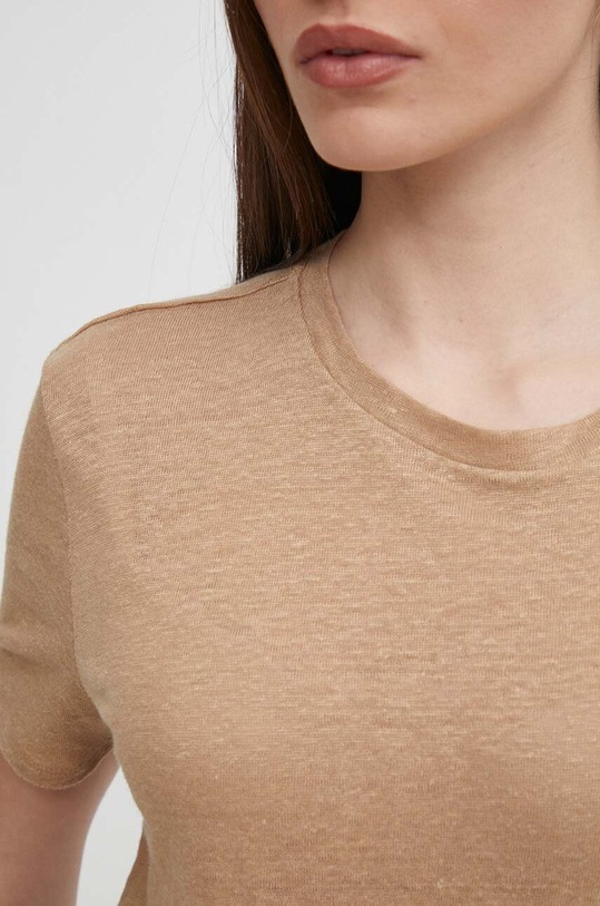 Льняная футболка United Colors of Benetton 3KGQD106U бежевый