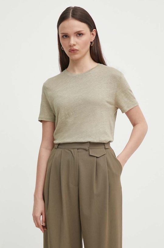 Льняна футболка United Colors of Benetton regular зелений 3KGQD106U